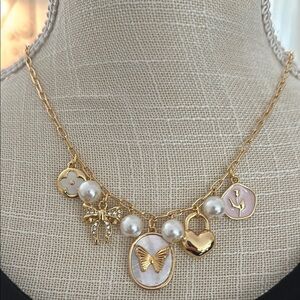 House of Harlow 1960 Gold and White Charm Necklace